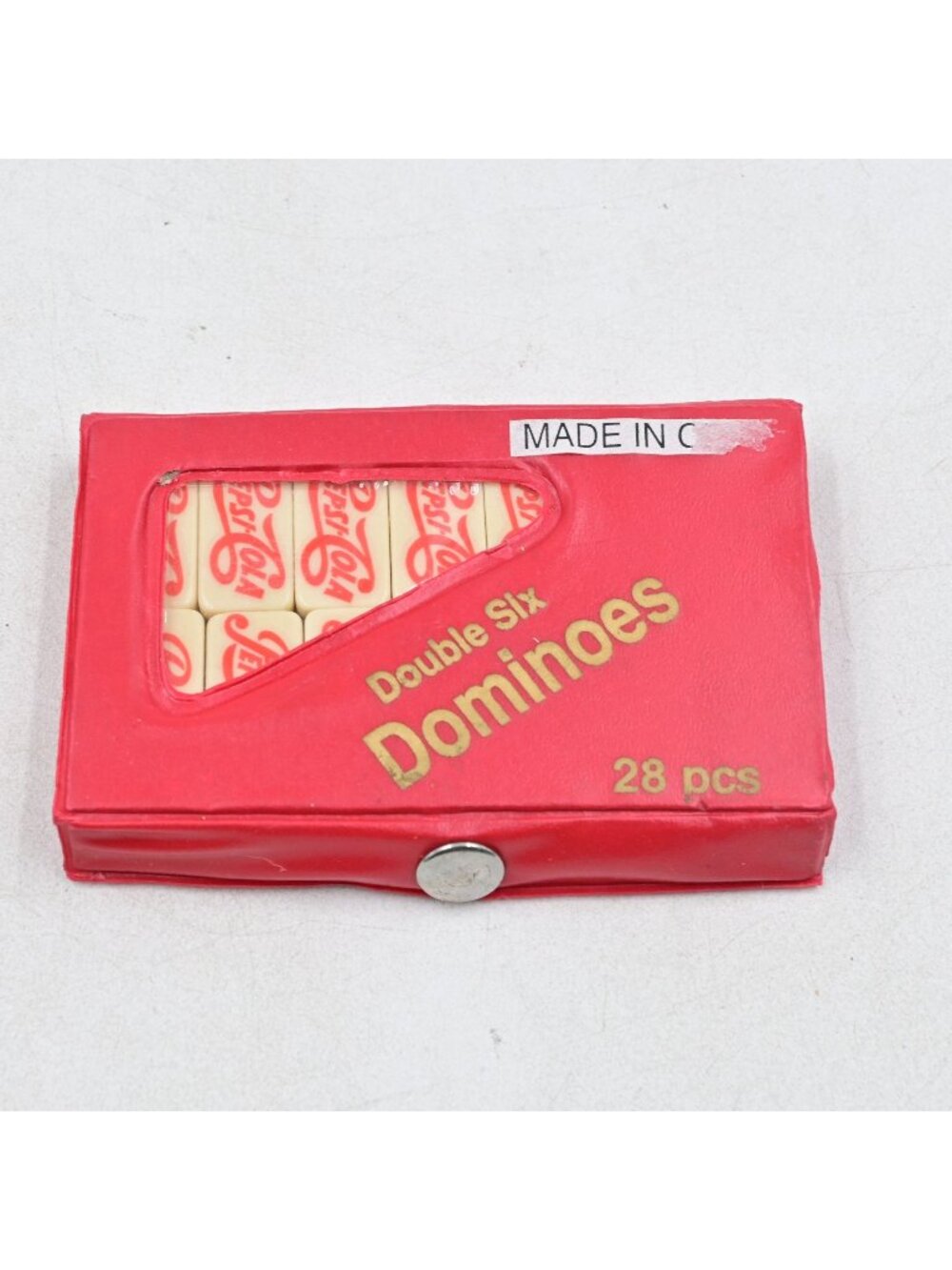 Pepsi Vintage Double Six Dominoes 28 Tiles Complete Red Snap Pouch Case Retro